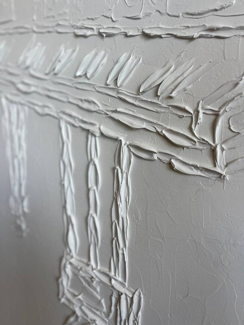 Original Grand Piano Oil Painting Abstract White Textured Wall Art Music Artwork for Bedroom Decor WHITE PIANO