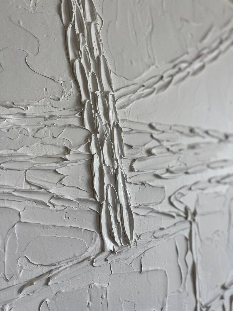 Original Grand Piano Oil Painting Abstract White Textured Wall Art Music Artwork for Bedroom Decor WHITE PIANO