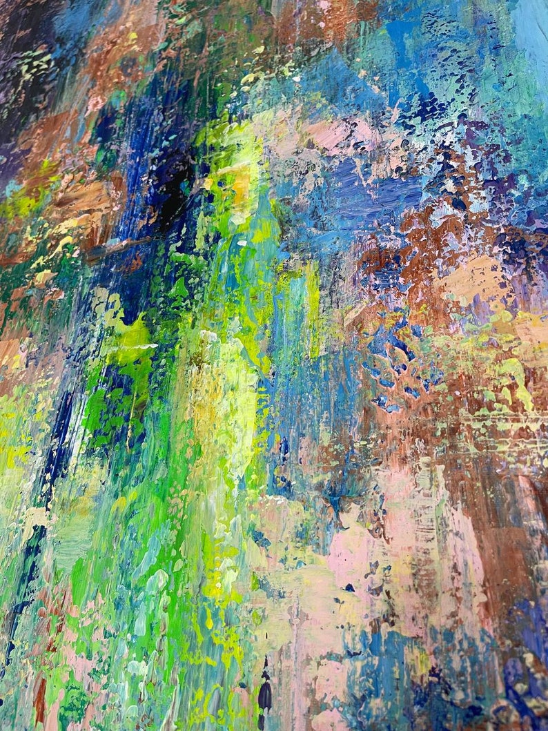 Colorful Painting Abstract Textured Painting Large Canvas Art Multicolor Wall Art Original Painting Custom Wall Art Dining Room Wall Art