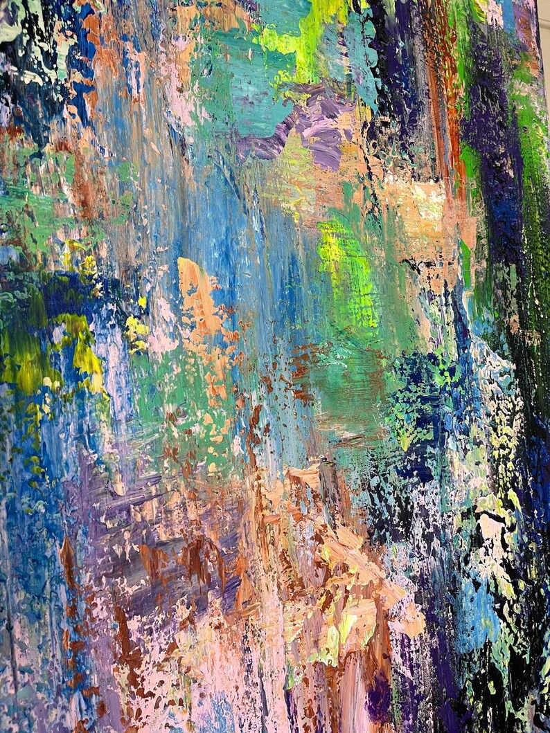 Colorful Painting Abstract Textured Painting Large Canvas Art Multicolor Wall Art Original Painting Custom Wall Art Dining Room Wall Art