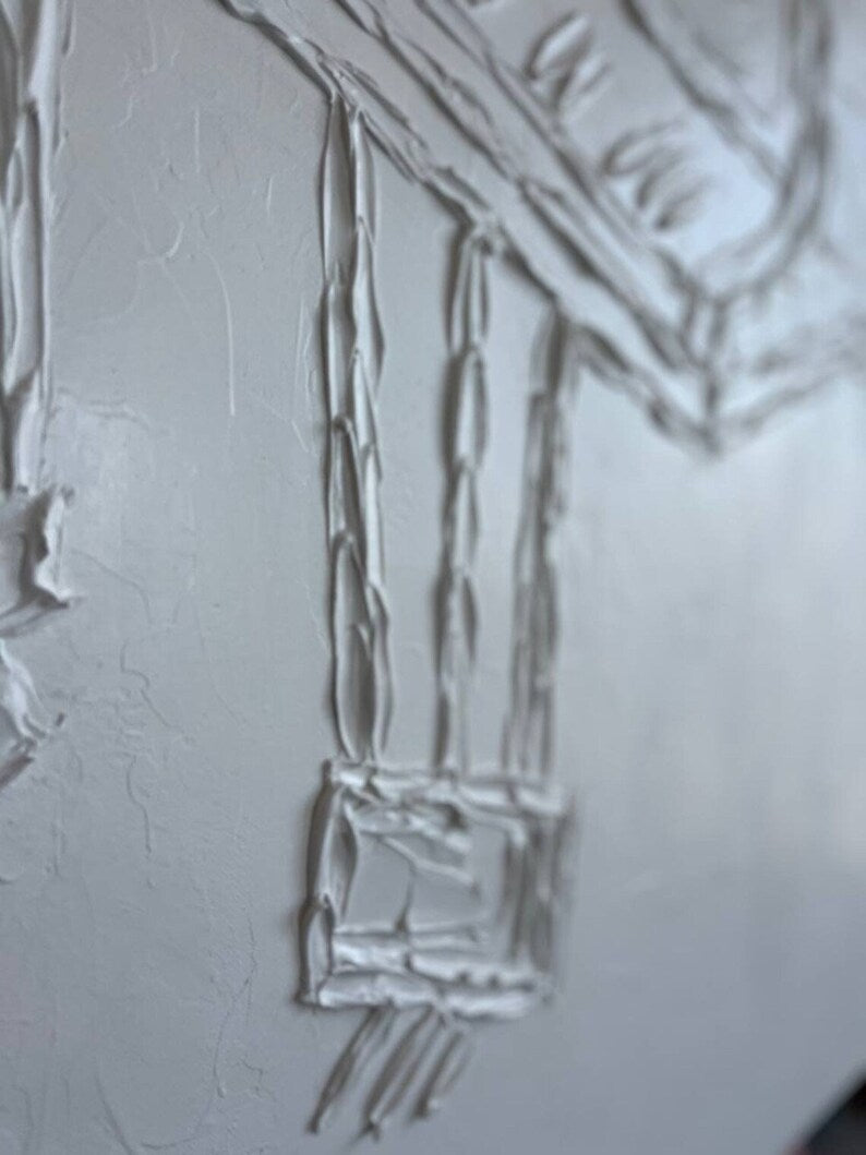 Original Grand Piano Oil Painting Abstract White Textured Wall Art Music Artwork for Bedroom Decor WHITE PIANO