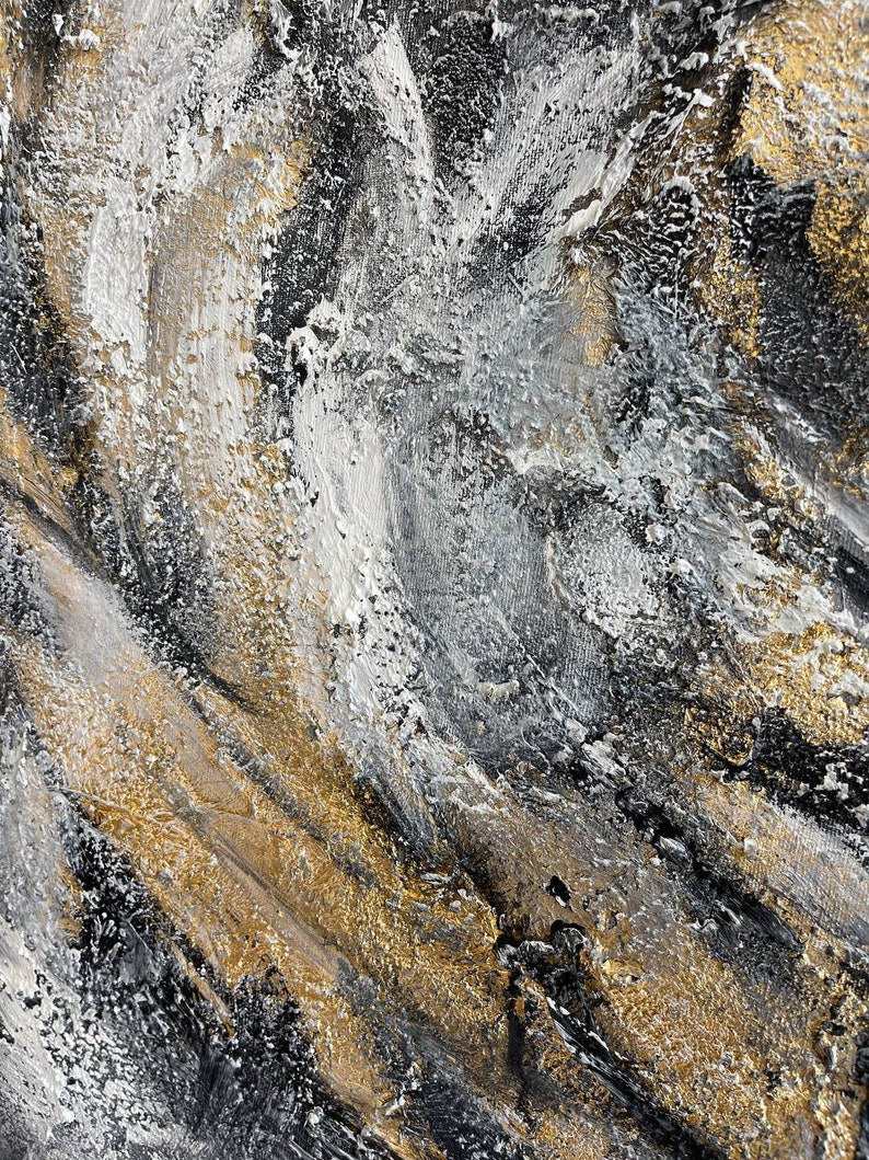 Abstract Gold Leaf Custom Oil Painting Original Textured Wall Art Modern Artwork Decor for Bedroom GOLDEN SWAMP