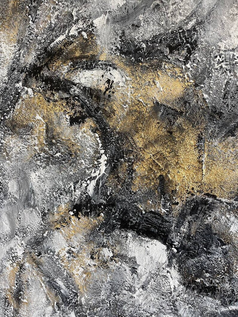 Abstract Gold Leaf Custom Oil Painting Original Textured Wall Art Modern Artwork Decor for Bedroom GOLDEN SWAMP