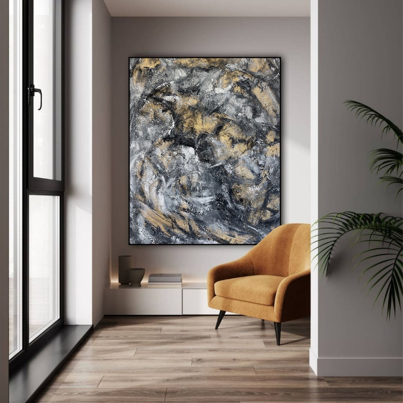 Abstract Gold Leaf Custom Oil Painting Original Textured Wall Art Modern Artwork Decor for Bedroom GOLDEN SWAMP