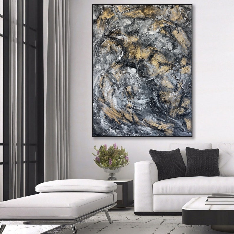 Abstract Gold Leaf Custom Oil Painting Original Textured Wall Art Modern Artwork Decor for Bedroom GOLDEN SWAMP