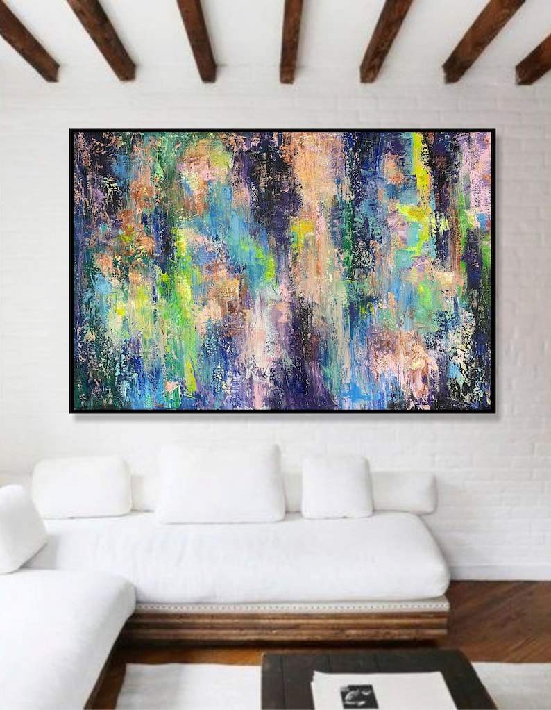 Colorful Painting Abstract Textured Painting Large Canvas Art Multicolor Wall Art Original Painting Custom Wall Art Dining Room Wall Art