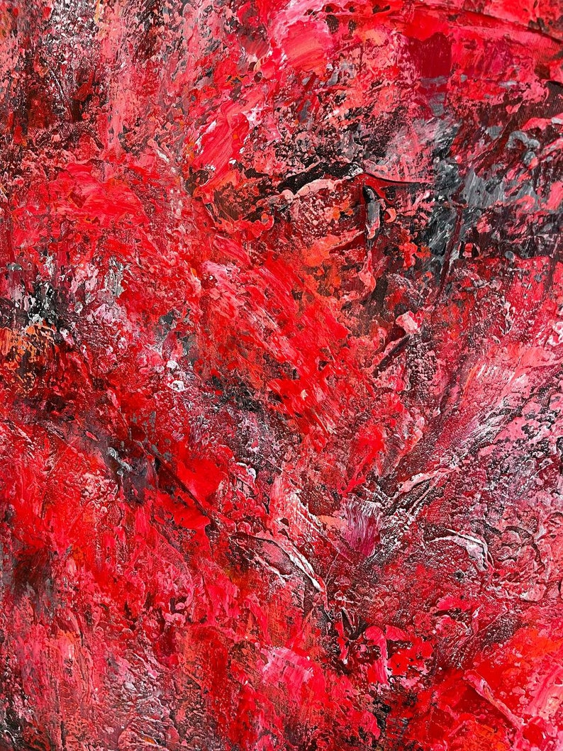 Red Wall Art Acrylic Painting Textured Art Abstract Painting Modern Home Decor Office Decor Red Painting Housewarming Gift Original Artwork
