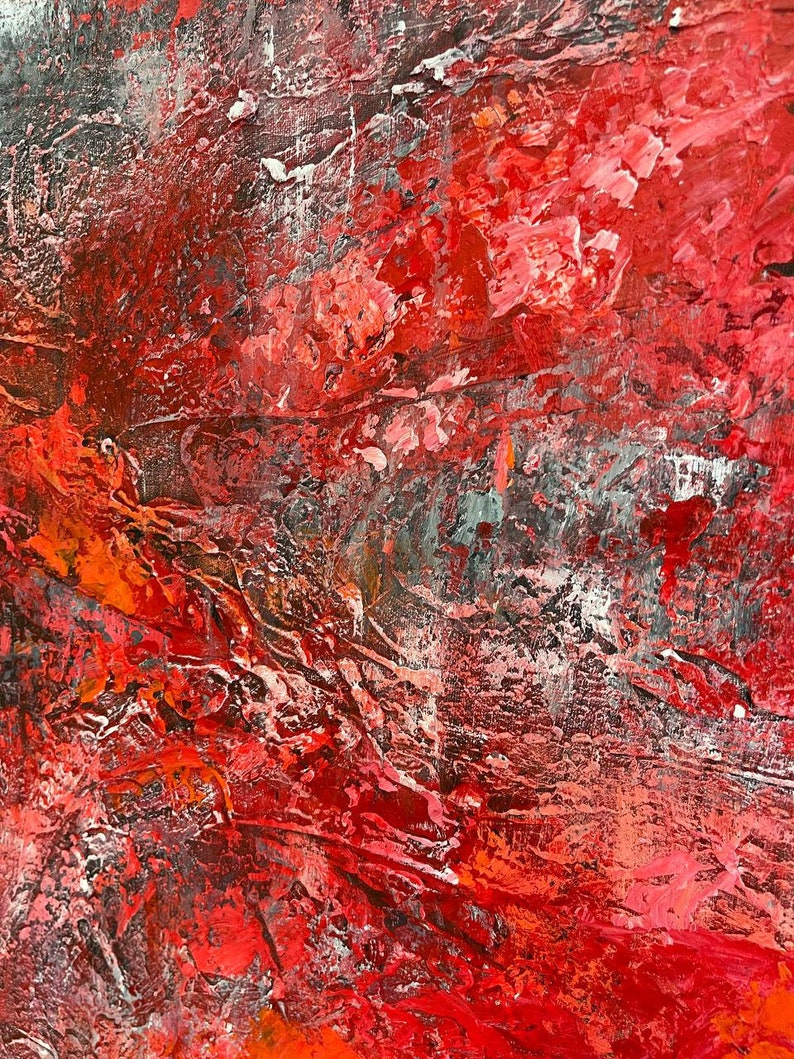Red Wall Art Acrylic Painting Textured Art Abstract Painting Modern Home Decor Office Decor Red Painting Housewarming Gift Original Artwork