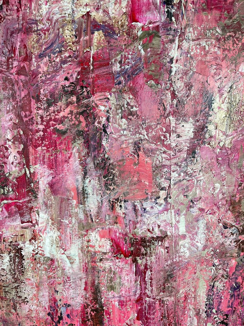 Pink Painting Abstract Textured Wall Art Canvas Large Wall Art for Living Room Contemporary Modern Decor Original Abstract Painting