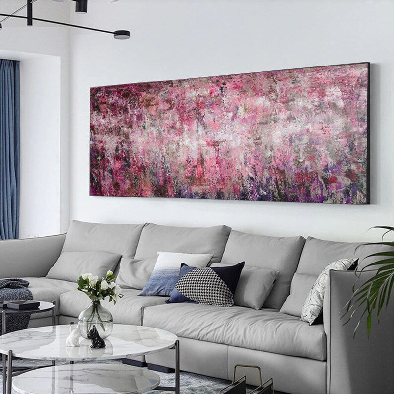 Pink Painting Abstract Textured Wall Art Canvas Large Wall Art for Living Room Contemporary Modern Decor Original Abstract Painting
