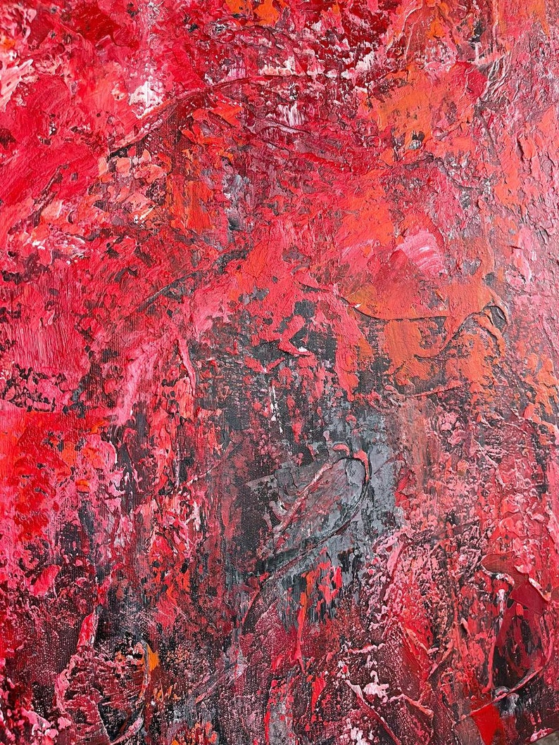 Red Wall Art Acrylic Painting Textured Art Abstract Painting Modern Home Decor Office Decor Red Painting Housewarming Gift Original Artwork