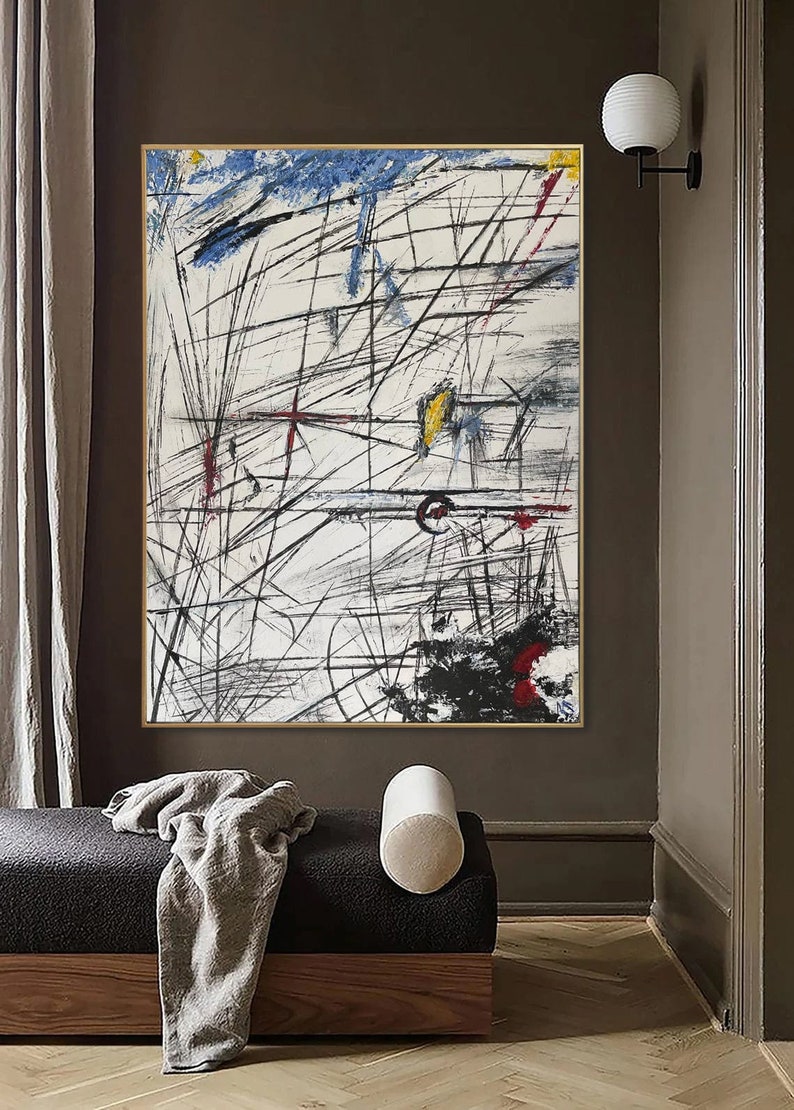 Abstrakt akrylmaleri Original geometrisk vægkunst Brugerdefineret oliekunst Farverig moderne indretning til hjemmet GEOMETRISKE FARVER