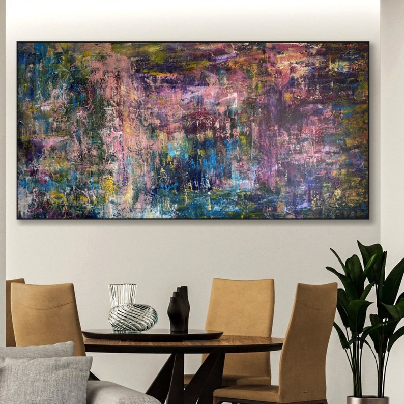Abstract Colorful Oil Painting Original Wide Textured Artwork Modern Wall Art Decor for Living Room COLOR COMPOSITION