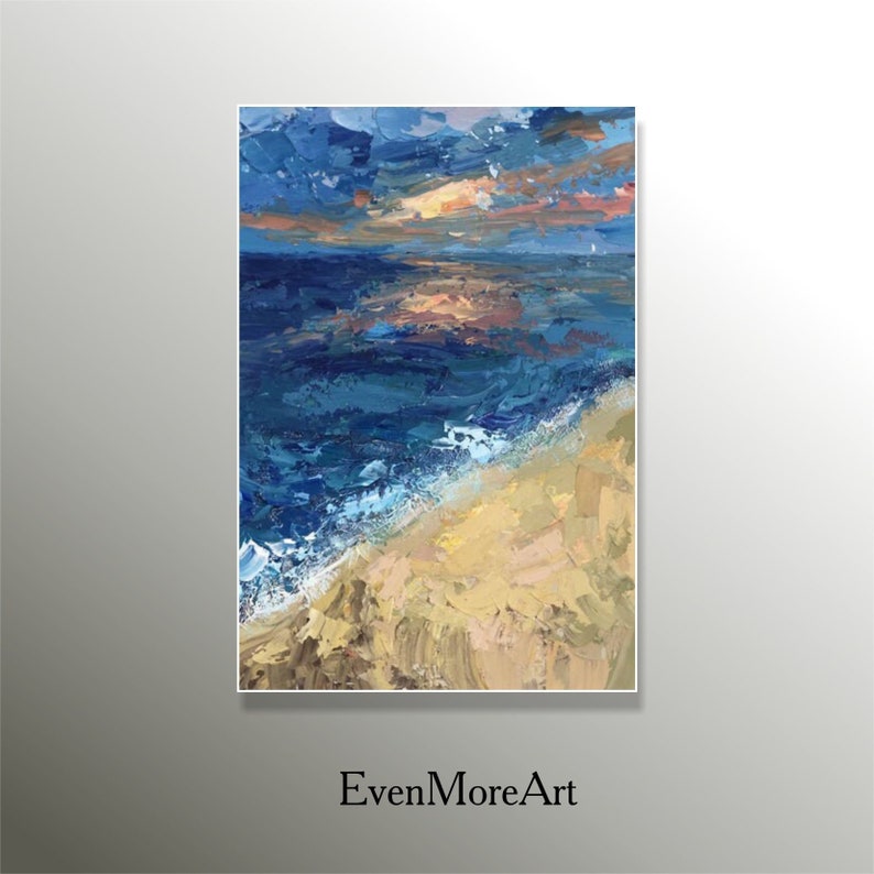 Original Ocean Oil Painting Abstract Sea Wall Hanging Artwork Modern Acrylic Wall Art Decor for Living Room