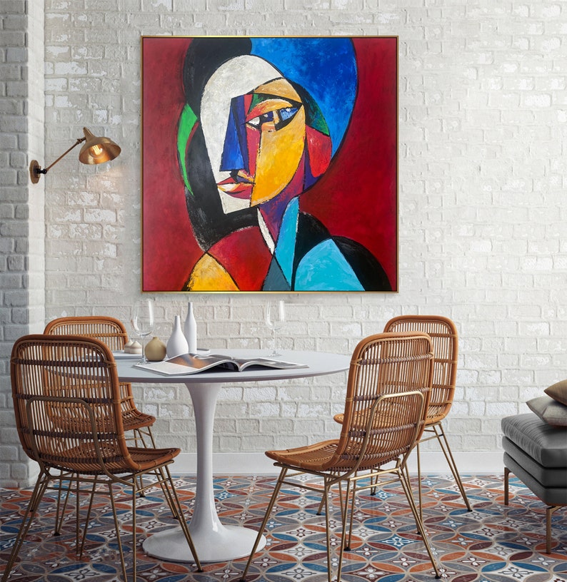 Abstract Portrait Colorful Emotions Modern Art Visual Interpretation Artistic Expression Colorful Cubism Contemporary Art Geometric Shapes
