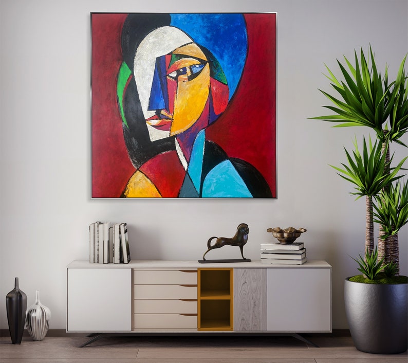Abstract Portrait Colorful Emotions Modern Art Visual Interpretation Artistic Expression Colorful Cubism Contemporary Art Geometric Shapes