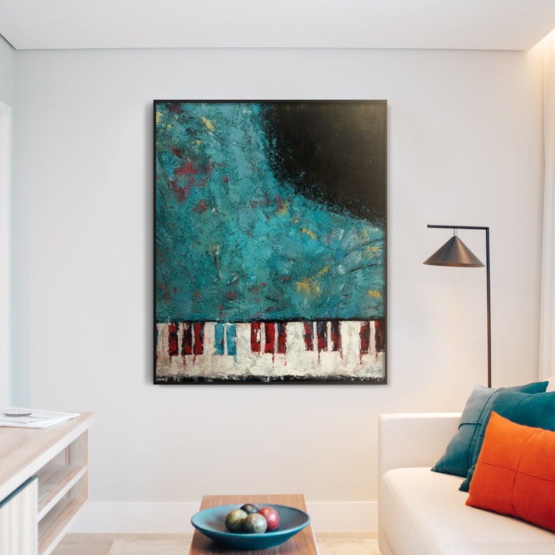 Music Canvas Art, Abstract Piano Wall Art, Abstract Painting Music Instrument, Music Room Wall Decor