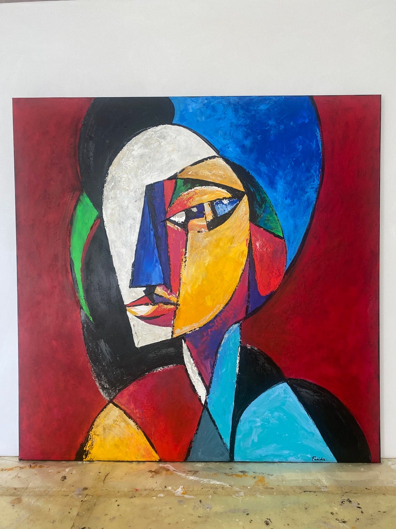 Abstract Portrait Colorful Emotions Modern Art Visual Interpretation Artistic Expression Colorful Cubism Contemporary Art Geometric Shapes