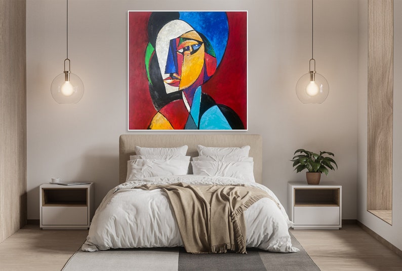 Abstract Portrait Colorful Emotions Modern Art Visual Interpretation Artistic Expression Colorful Cubism Contemporary Art Geometric Shapes