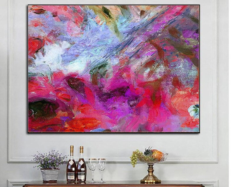Original Acrylic Purple Paintings On Canvas, Colorful Textured Oil Painting, Modern Handmade Wall Art, Creative Wall Hanging Art for Home