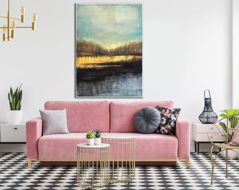 Abstract Landscape Painting On Canvas Unique Minimal Boho Style Art Original Custom Oil Painting Modern Contemporary Art for Home Decor