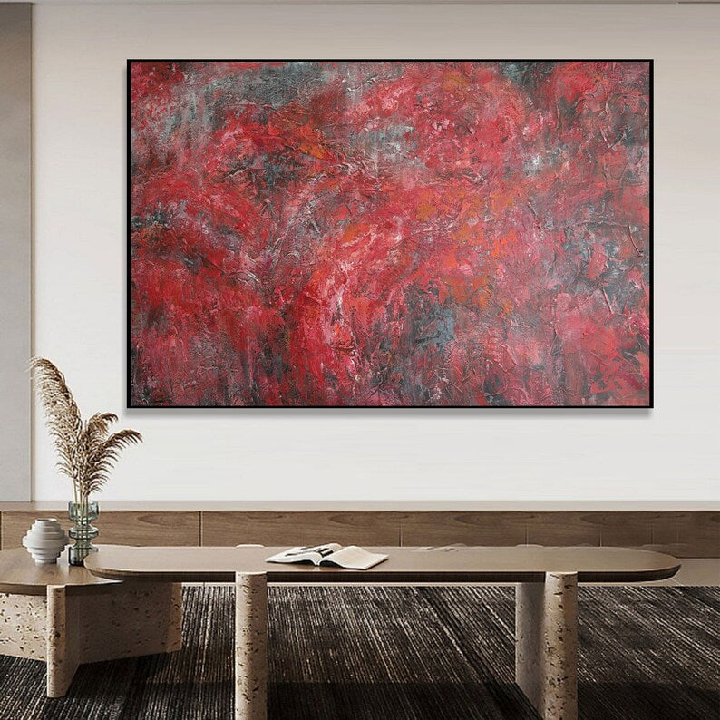 Red Wall Art Acrylic Painting Textured Art Abstract Painting Modern Home Decor Office Decor Red Painting Housewarming Gift Original Artwork