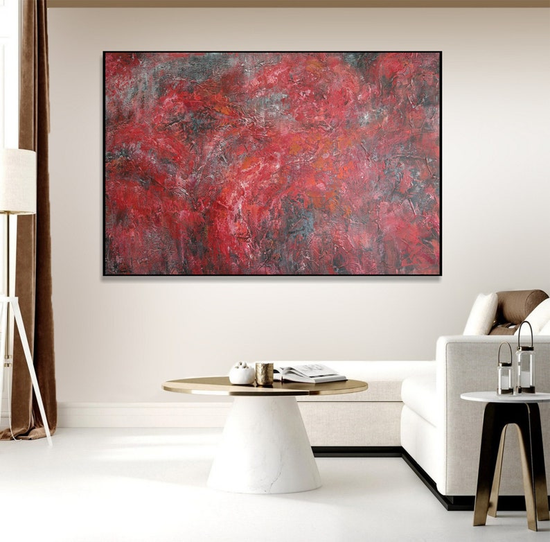 Red Wall Art Acrylic Painting Textured Art Abstract Painting Modern Home Decor Office Decor Red Painting Housewarming Gift Original Artwork