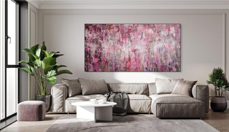 Pink Painting Abstract Textured Wall Art Canvas Large Wall Art for Living Room Contemporary Modern Decor Original Abstract Painting