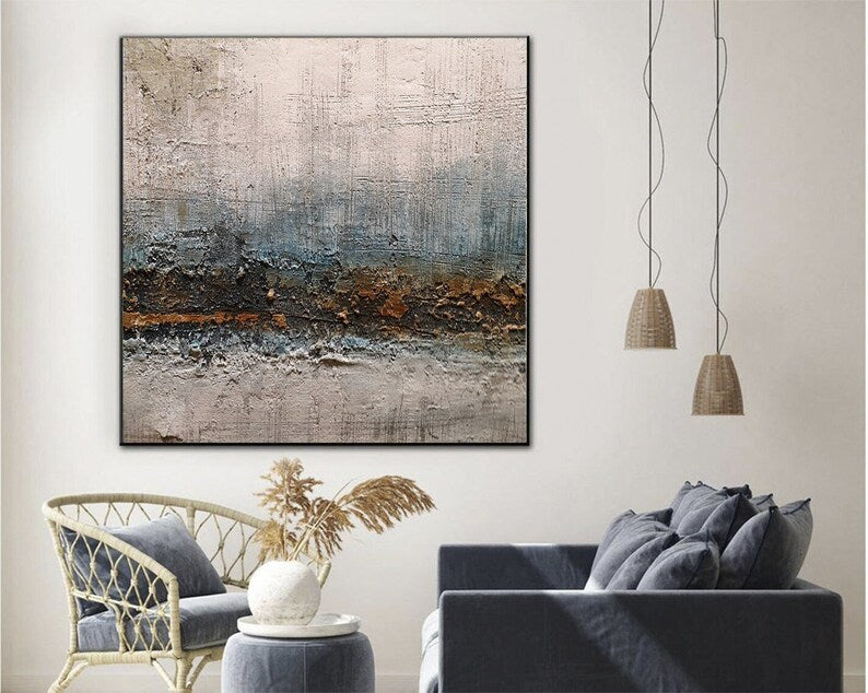 Large Gray Paintings On Canvas Abstract Gray Painting Contemporary Art Textured Painting Modern Art Canvas Living Room Wall Decor Modern