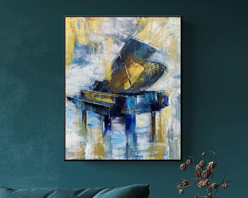 Extra Large Canvas Piano Abstract Painting Canvas Original Modern Painting Acrylic Unique Painting Creative Wall Art for Living Room