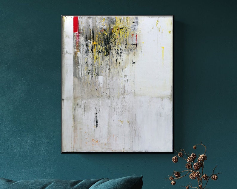 Minimalist Wall Art White and Yellow Abstract Painting Office Decor Framed Wall Art Custom Painting For Home Original Artwork