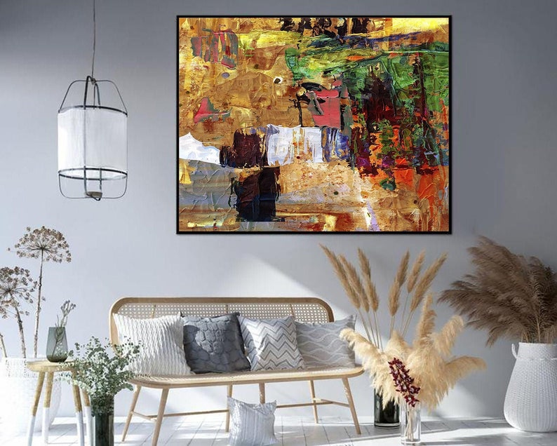 Large Abstract Painting Colorful Art on Canvas Abstract Colorful Wall Art Modern Painting Original Oil Canvas Painting for Living Room