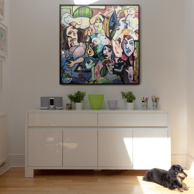 Ekstra stort maleri, vægkunst til stue, abstrakt maleri på lærred, moderne kunst, samtidsmaleri, originalt maleri, abstrakt kunst