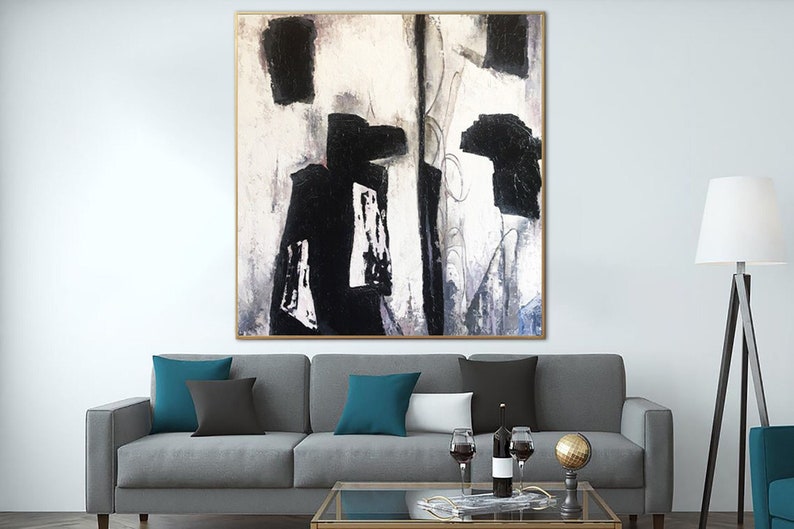 Black and White Abstract Painting Monochrome Painting Custom Oil Painting Handpainted Artwork Aesthetic Modern Art