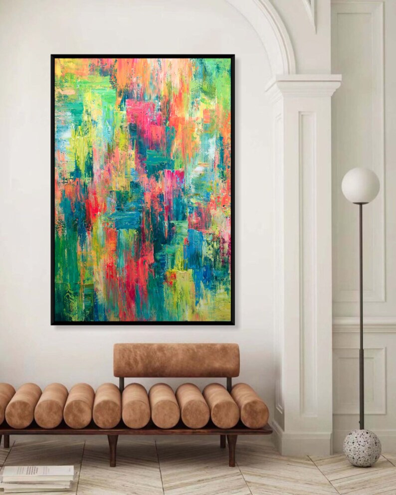 Multicolored Abstract Dynamic Interior Decor Contemporary Art Expressionism Energy Modern Design Textures Color Blocks Wall Art For Home