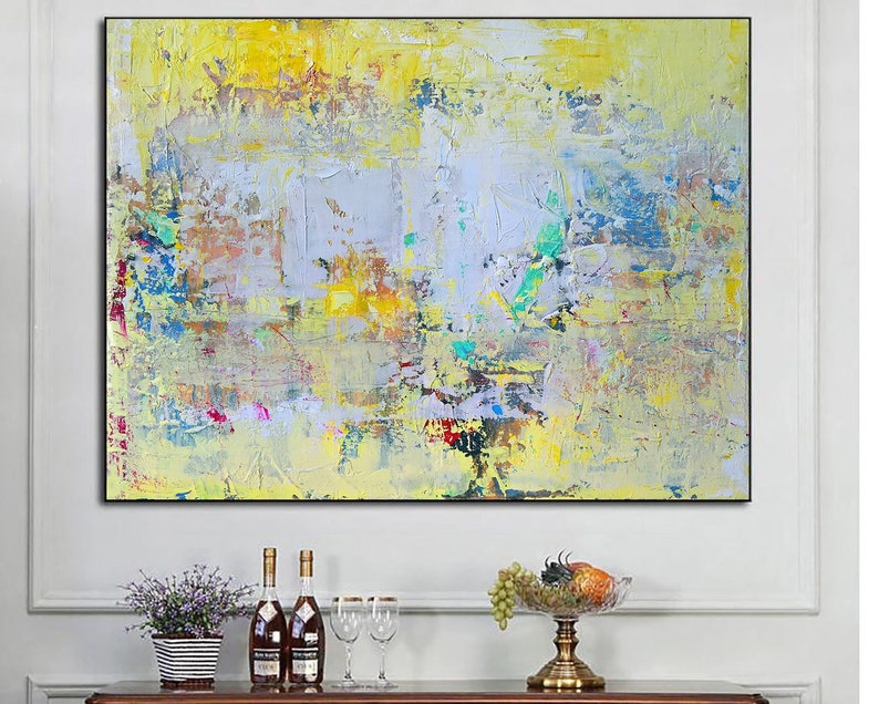 Abstract Painting Pastel Yellow and White Art Home Decor Wall Art for Living Room Housewarming Gift Office Wall Decor Modern Wall Art
