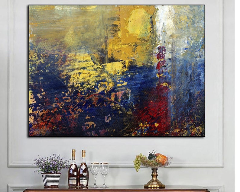 Extra Large Abstract Colorful Paintings On Canvas Modern Thick Painting, Textured Oil Painting, Original Wall Hanging Art for Indie Room