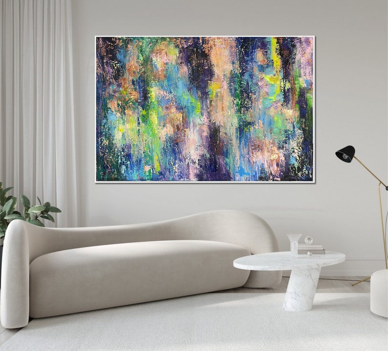 Colorful Painting Abstract Textured Painting Large Canvas Art Multicolor Wall Art Original Painting Custom Wall Art Dining Room Wall Art