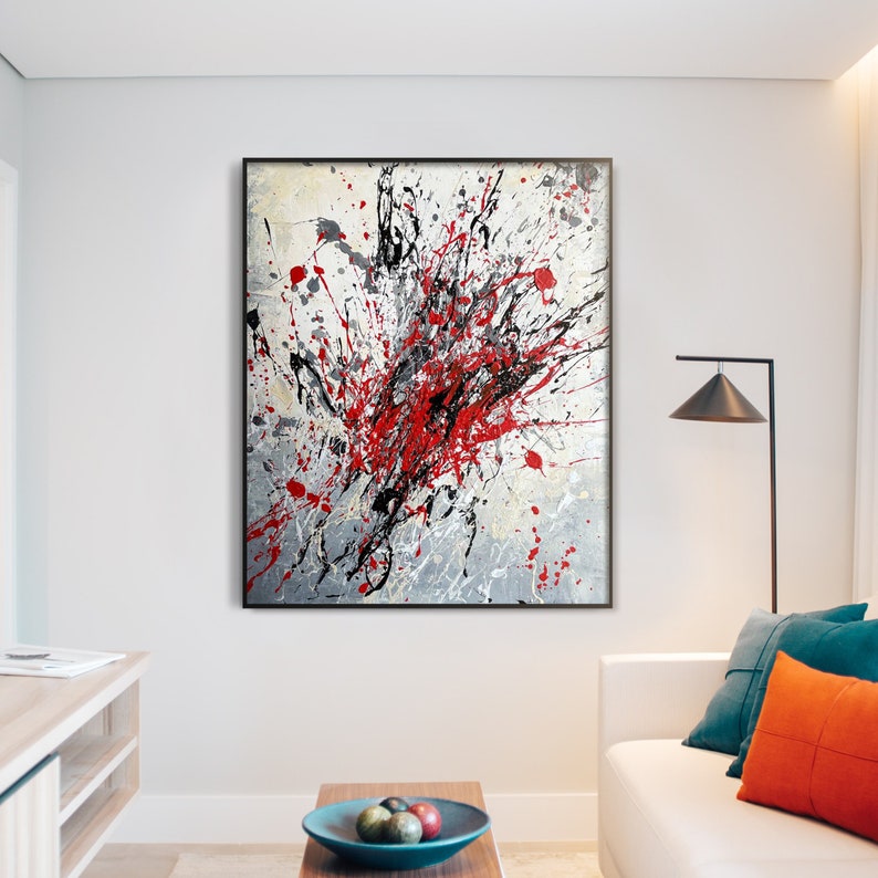 Bright Red Minimalist Abstract Canvas Art Painting, Abstract Canvas Painting, Relief Appearance Wall Art, Textured Painting, Modern Painting