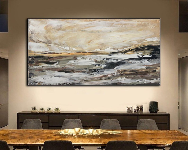Extra Large Abstract Marble Painting Canvas Art Modern Beige Fine Art Expressionist Painting Hand Painted Art for Living Room Wall Decor