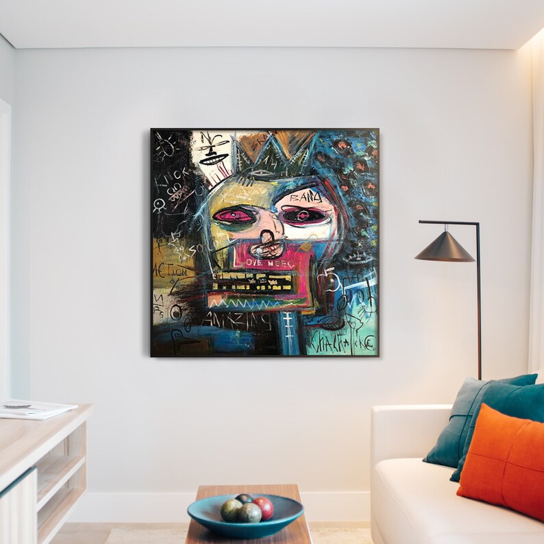 Kraniemaleri på lærred, Moderne vægkunst, Lærredsvægkunst, Ekstra stor vægkunst, Kæmpe lærredsindretning, Abstrakt kranievægkunst