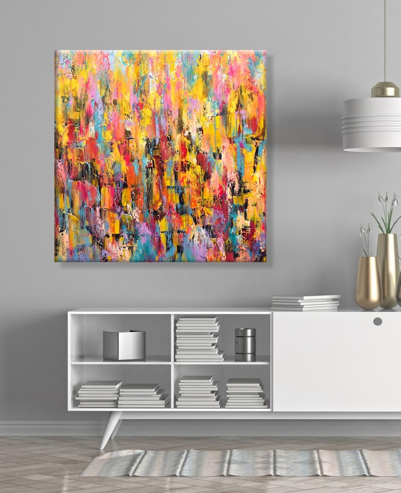 Dynamic Abstraction Atmospheric Art Rich Textured Art Explosion Of Colors Color Layers Art Custom Oil Painting