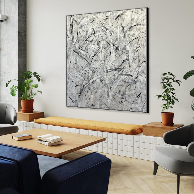 Oversized Painting Abstract Art Work Chaotic Strokes Art Dynamic Abstraction Creative Painting Atmospheric Art