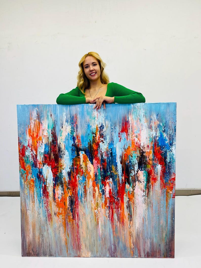 Original Abstract Colorful Expressionist Paintings On Canvas Modern Vibrant Colors Wall Art Contemporary Wall Decor