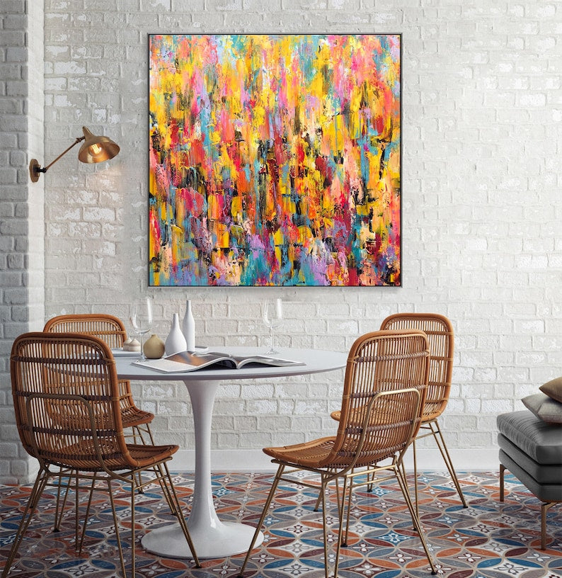Dynamic Abstraction Atmospheric Art Rich Textured Art Explosion Of Colors Color Layers Art Custom Oil Painting