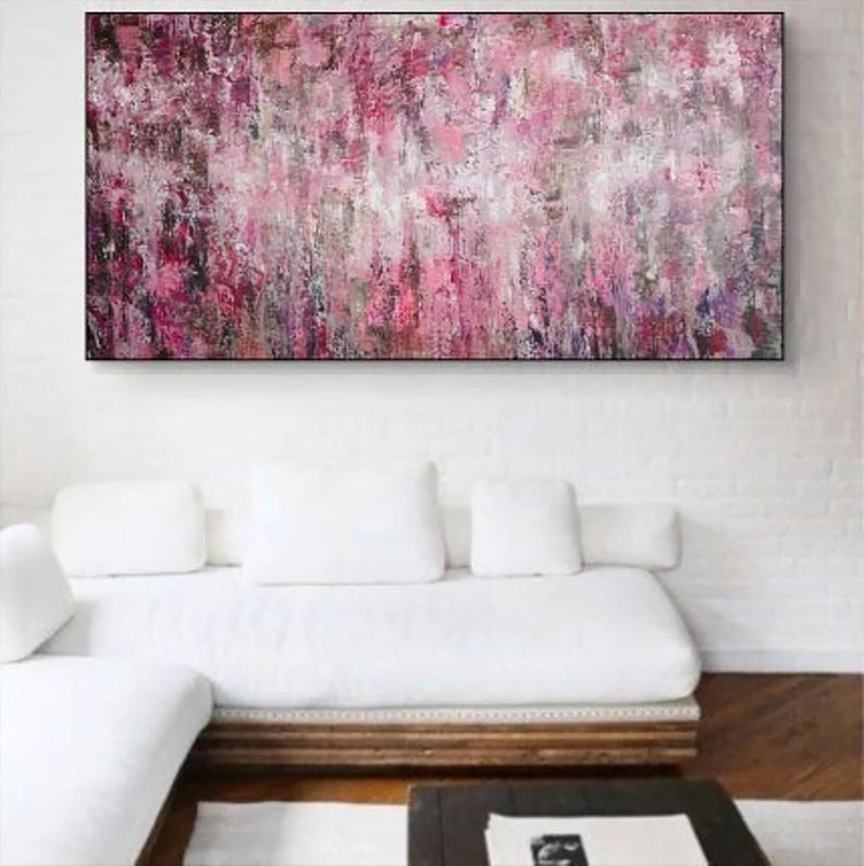 Pink Painting Abstract Textured Wall Art Canvas Large Wall Art for Living Room Contemporary Modern Decor Original Abstract Painting