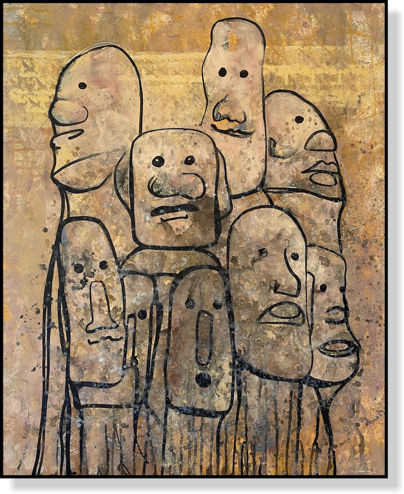 Figurative Painting Oversized Wall Art Original Painting Abstract Face Painting in Earth Tone Wall Art Modern Artwork Contemporary Decor