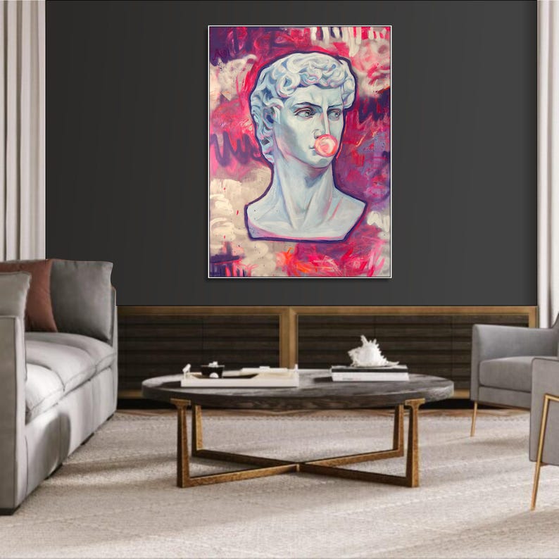 Abstract Pop Art Painting Figurative Paintings On Canvas Graffiti Modern Art Neon Pink Oil Painting Street Wall Art Framed Wall Art