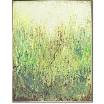Grass Field Art Nature-Inspired Art Green and Earthy Tones Painting Color Layers Art Custom Oil Painting