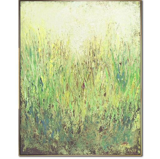 Grasfeld Kunst Natur-inspirierte Kunst Grün und Erdtöne Malerei Farbschichten Kunst Individuelle Ölmalerei